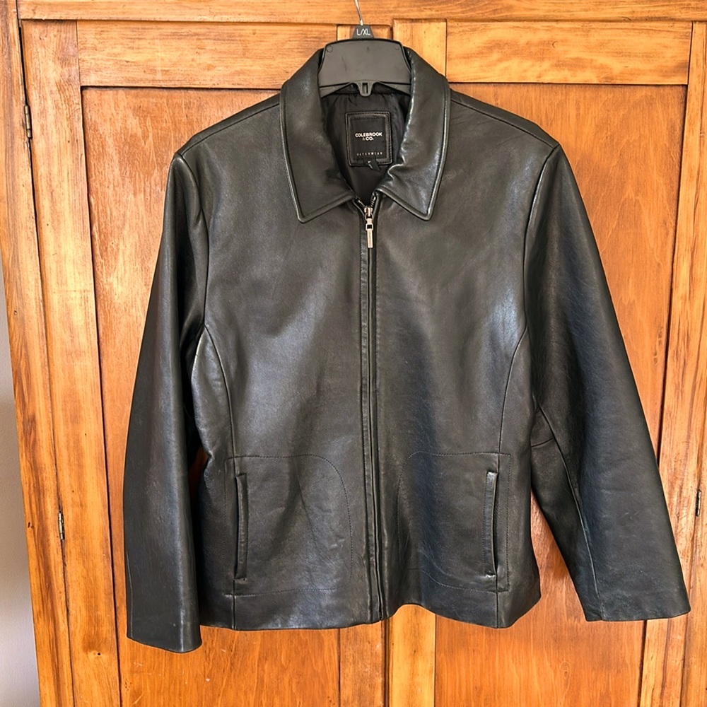 COLEBROOK & CO. black leather jacket XL